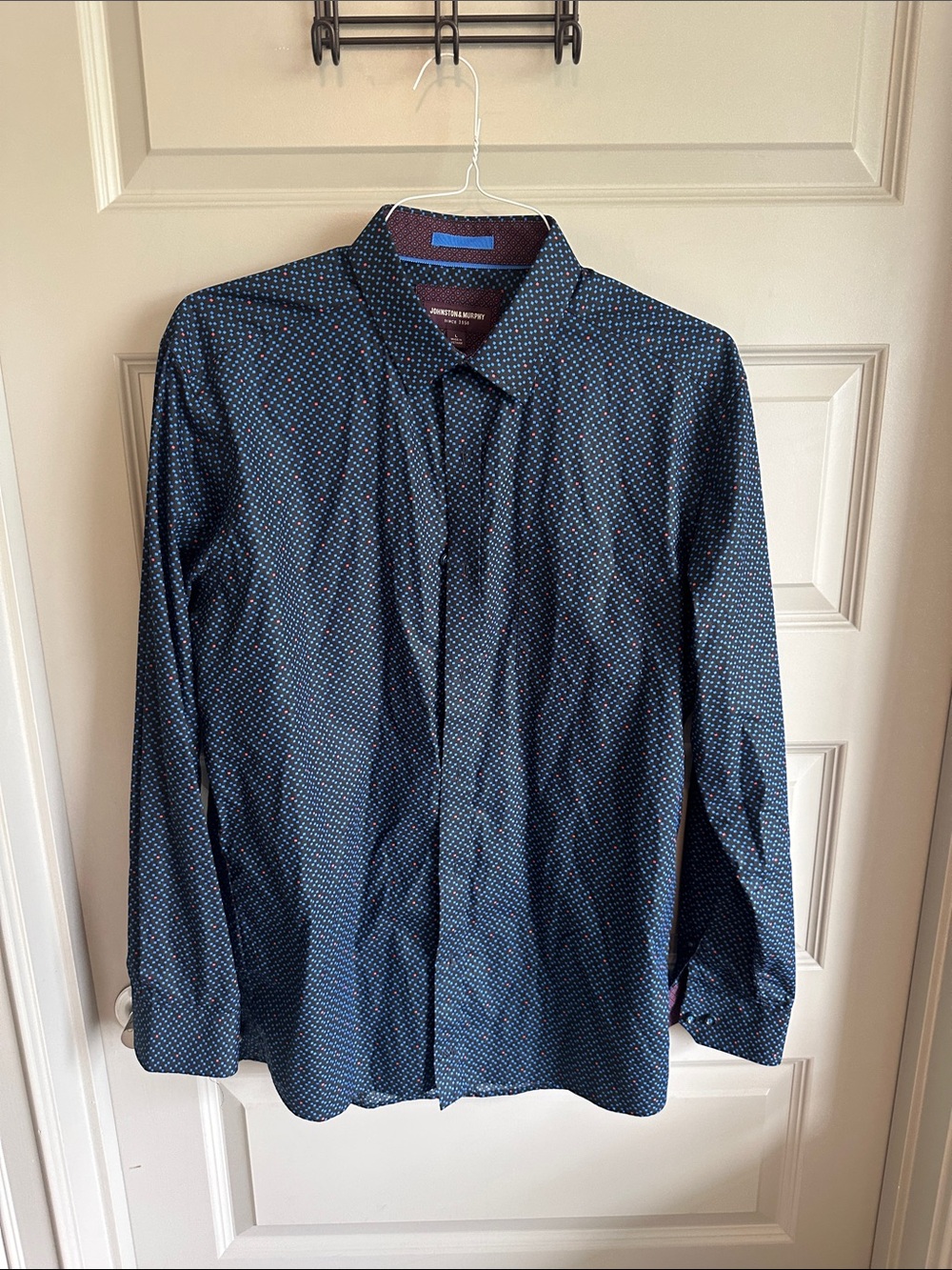 Johnston & Murphy Men's Slim Fit Navy Geo Dot Button-Up Shirt